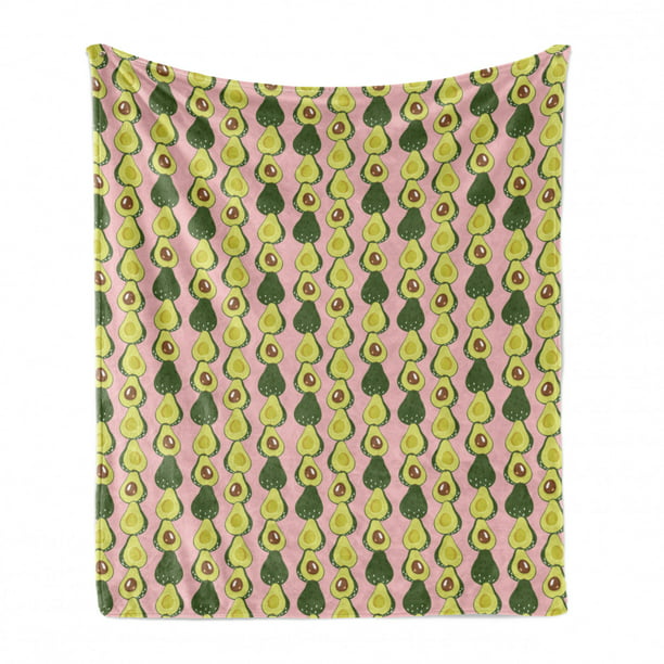 Cozy Plush for Indoor and Outdoor Use Ambesonne Avocado Soft Flannel Fleece Throw Blanket Doodle Pattern of Halved Tropic Fruit Healthy Cuisine Blush Multicolor 50 x 70 